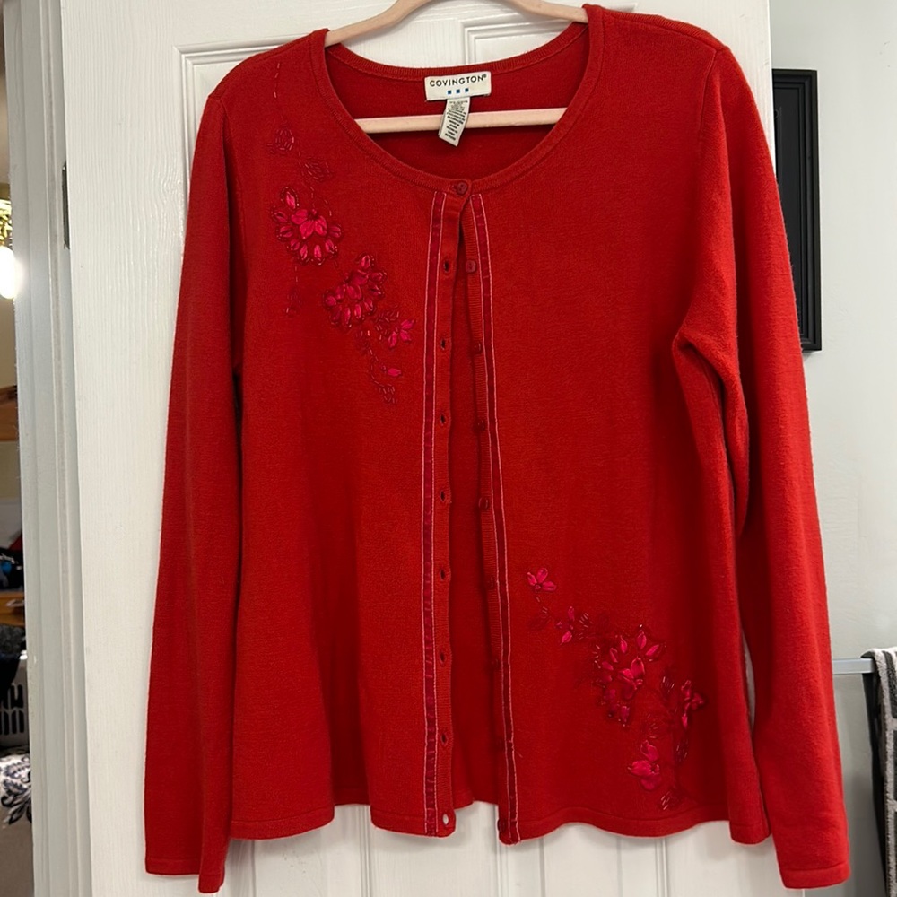 Covington XL Beaded Holiday cardigan